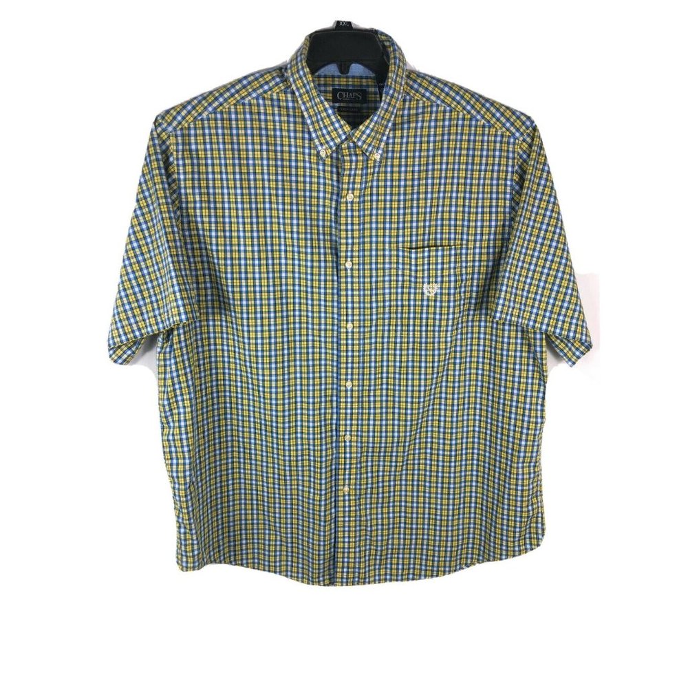 Chaps Men's 2XLT Short Sleeve Button Up Multicolor Cotton Blend Casual Shirt A9